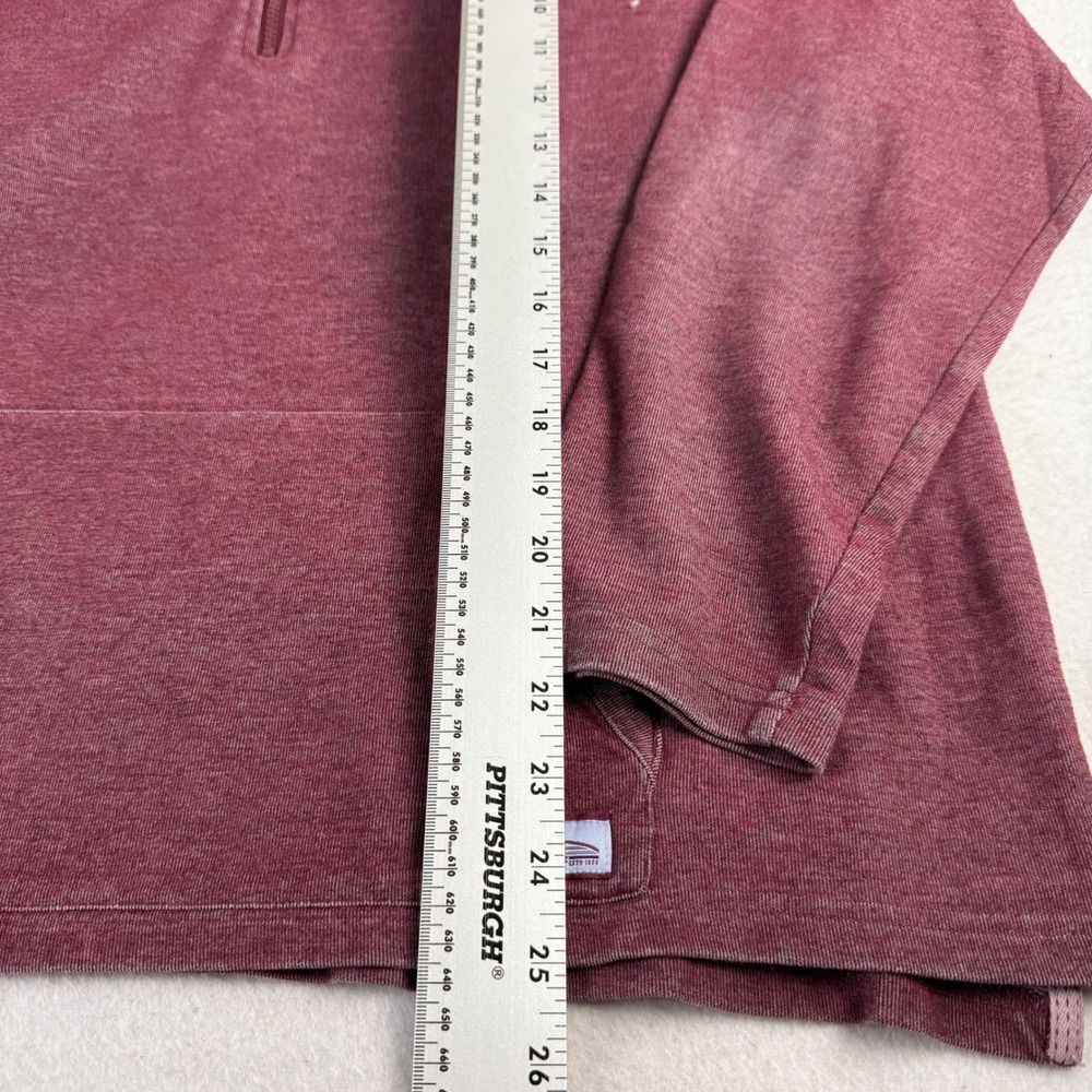 Orvis Mens XL Quarter Zip Pullover Heathered Burgundy Kangaroo Pocket Sweater - Picture 5 of 5